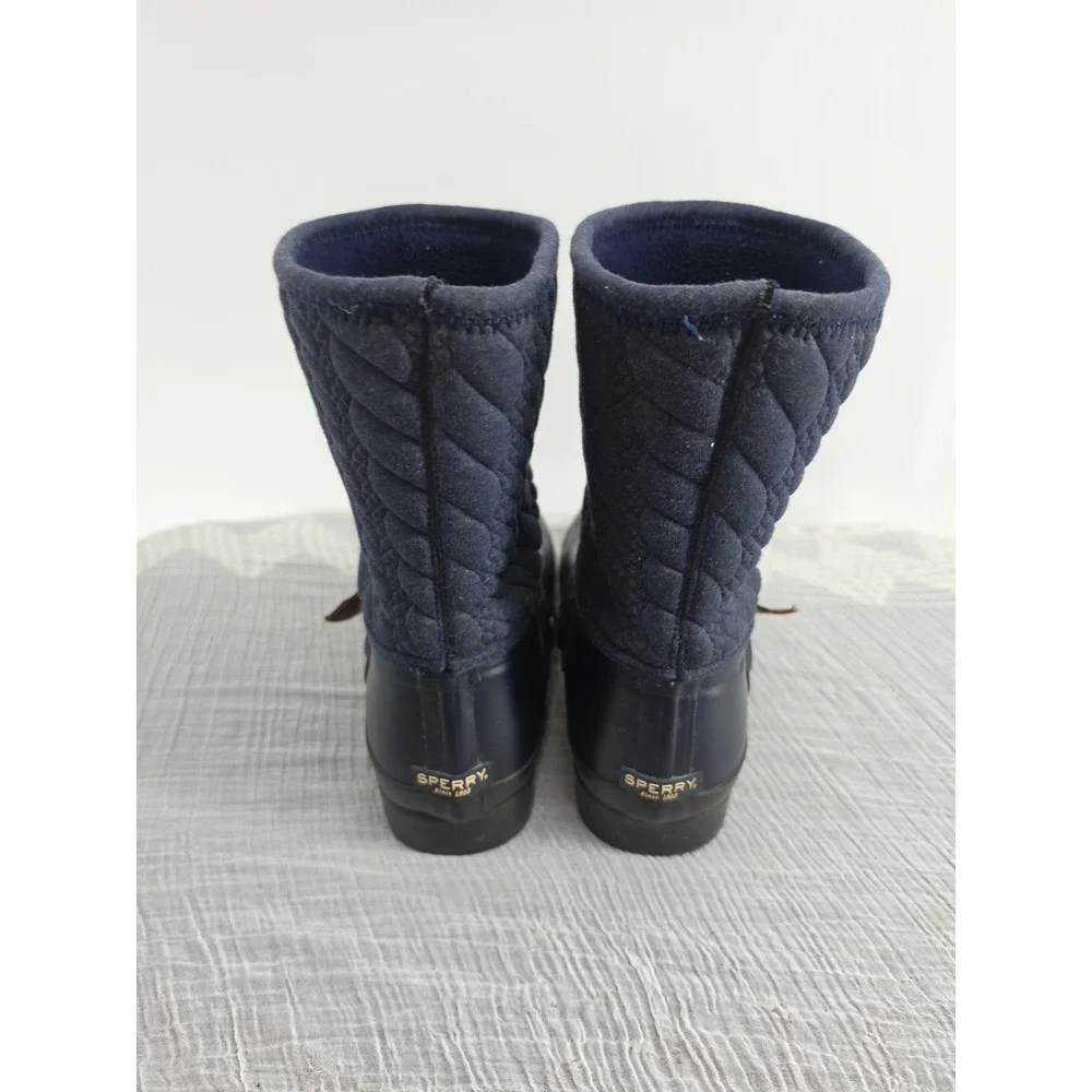 Sperry Top-Sider Saltwater Navy Blue Quilted Waterproof Rain Boots STS95942 9